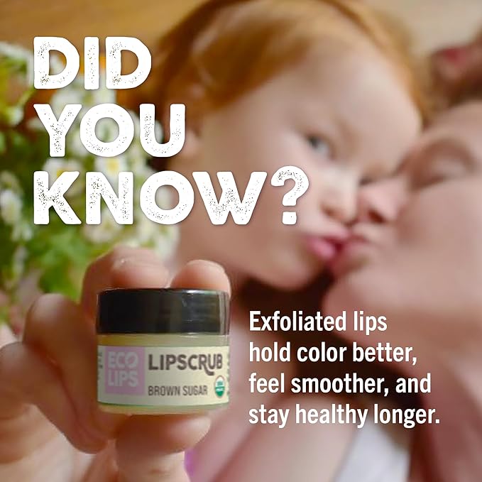 Eco Lips LIP SUGAR SCRUB 4 Pack (4-0.25oz jars) 100% Organic Lip Care Treatment with Organic Sugar & Coconut Oil - Gently Exfoliate & Polish Dry, Flaky Lips (Variety 4-Pack)