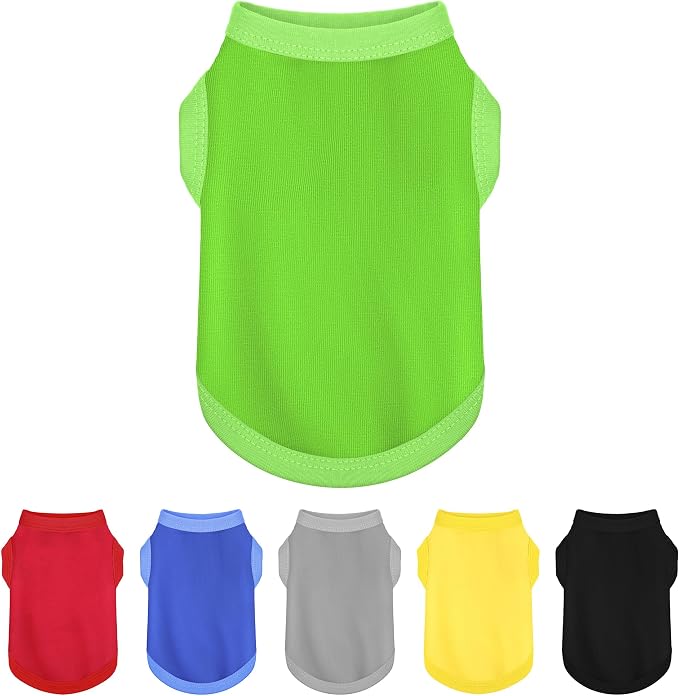 Elevate Your Dog's Fashion Quotient with Colorful and Breathable Sleeveless Cotton Shirts! Perfect Pet Apparel for Small to Medium Dogs Green XXL