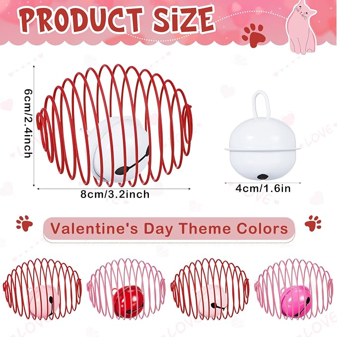 Jecery 5 Pcs Cat Toys Spring,Bell,Pink Red