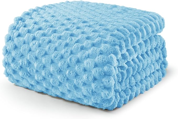 Exclusivo Mezcla 3D Fleece Twin Size Blanket for Bed, Blue | Extra Soft Fuzzy Plush Lightweight Bed Blankets, Cozy Fluffy Decorative Blankets for All Seasons, 60x80 Inches