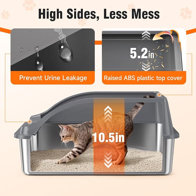 L2 Stainless Steel Litter Box (Dark Grey XL)