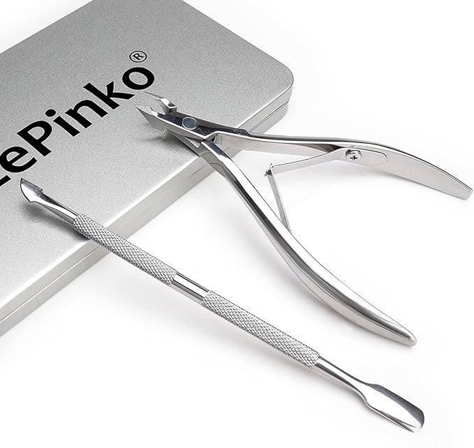 LePinko Professional Cuticle Trimmer with Cuticle Pusher, Super Labor-saving Dead Skin Nippers, Sharp Hangnail Remover for Fingernail Toenail, Pedicure Manicure Nail Care Tool for Women Men, 7mm Jaw