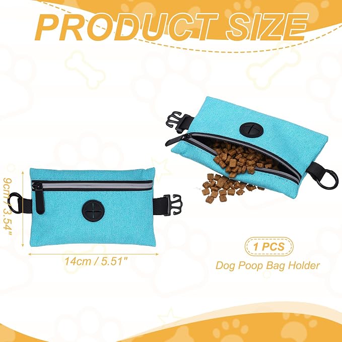 Dog Poop Bag Holder, Pet Waste Bag Dispenser Dog Treat Pouch with Zipper Oxford Cloth Portable Reusable Easy Cleanup(1Pcs, Dark Green), Intended for Outdoor/Travel/Walking