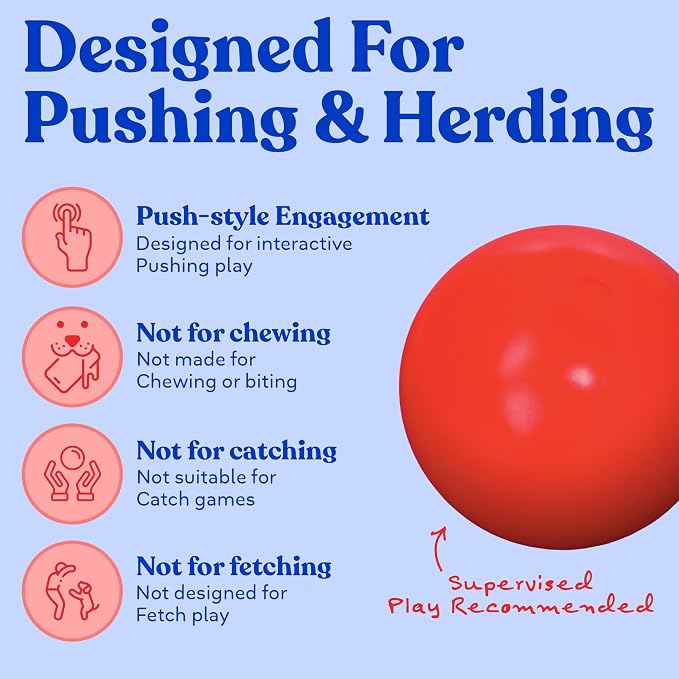 Doggie Dooley Virtually Indestructible Dog Ball - 14 Inch Hard Plastic Interactive Dog Toy for Large Breeds Over 75+ lbs - Built for Herding & Push Play - Floats in Water, Made in USA - Red
