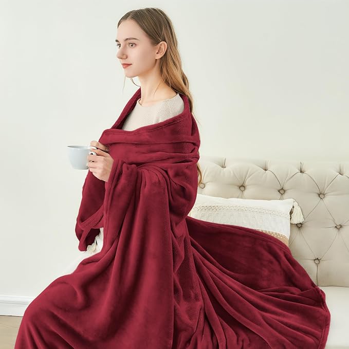 BEDELITE Fleece Blanket Soft Plush Twin Size Blanket Burgundy 60"x80" | Ultra Soft Fleece, Plush Microfiber, Lightweight Warmth, All Season Comfort, Fade Resistant, Machine Washable, Couch Sofa Bed