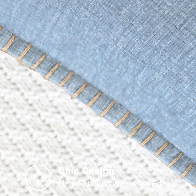CaliTime Decorative Couch Throw Pillow Covers 20 X 20 Inches Baby Blue | Pack of 2, Cozy Chenille Cushion Cases, Cotton Thread Stitching Edges, for Sofa Bed Living Room Farmhouse