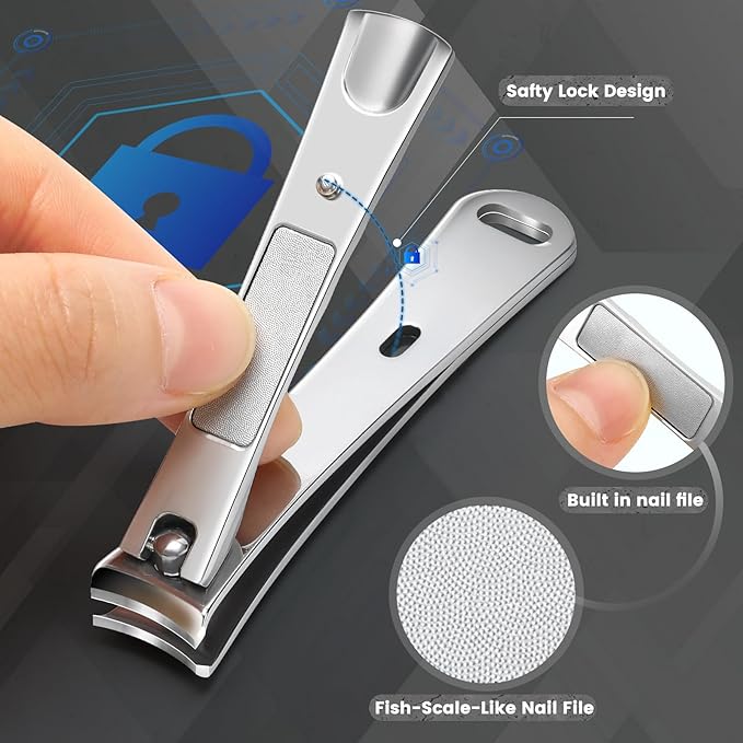 Vepkuso Toenail Clippers&Nail Clippers for Seniors Thick Nails - Professional Nail Clippers Set for Men/Women, Manicure Kit with Angled Head, Stainless Steel Toe Nail Cutter, Gift Idea