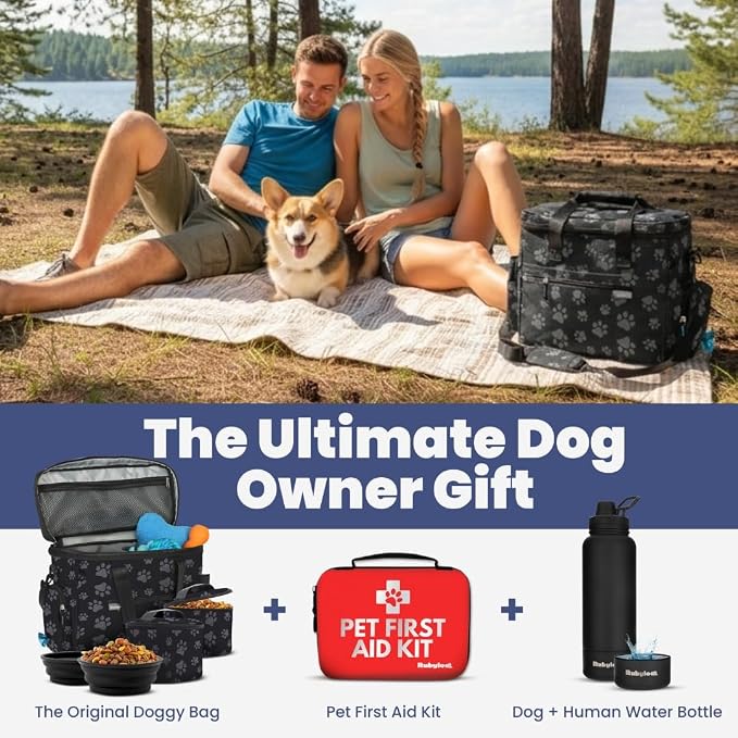Rubyloo Original Doggy Bag™ Dog Travel Bag for Supplies with Travel Bowls