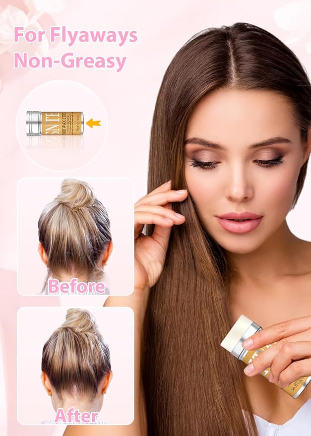 Hair Wax Stick Slick Back Hair Brush Set – Flyaway & Frizz Control for Sleek Ponytails, Buns, and Updos – Styling Accessories for Ballet, Dance Recitals, and Gifts