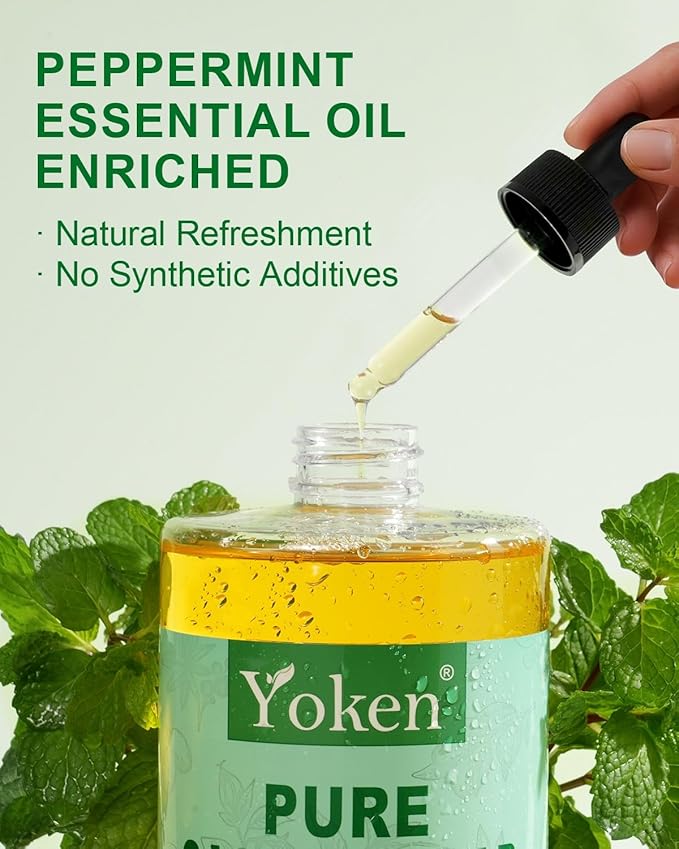 Yoken Peppermint Castile Soap Liquid (EWG Verified, 32 OZ) Made with Certified Organic Oils, Gentle Peppermint Soap for Body Wash, Face, Hands, Dishes, Laundry & More, Vegan Natural Versatile Cleanser