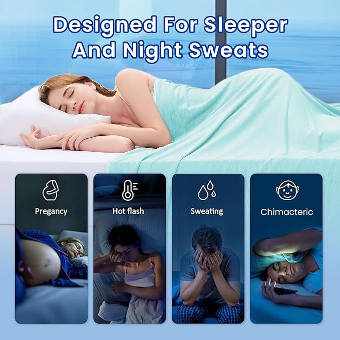 Cooling Blanket for Night Sweats Absorbs Heat to Keep Adults, Children Cool on Warm Nights, Q-Max 0.5 Cooling Blankets for Hot Sleepers, Ultra-Cool Lightweight Sofa Throw Blanket (50"x70") | Absorbs Heat Cold Summer Blanket for Night Sweats & Menopause...
