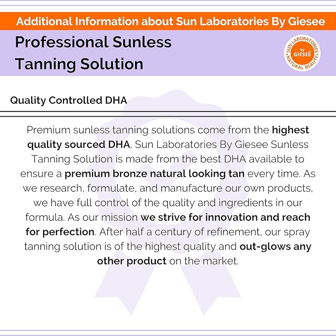 Sun Laboratories By Giesee Ultra Dark Spray Tan Solution 1/2 Gallon - Professional Sunless Tanning Spray for Airbrush Tan, Self Tanner Mist, Sun Tanning Lotion, Fake Tan