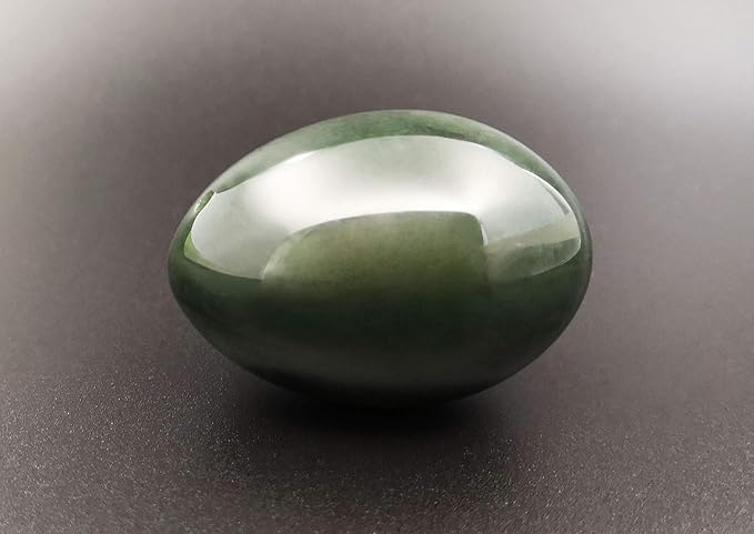 Drilled Egg Made of Genuine Nephrite Jade – Large (50×35mm), Natural Stone for Wellness Training & Meditation Crystal Healing | Polar Jade