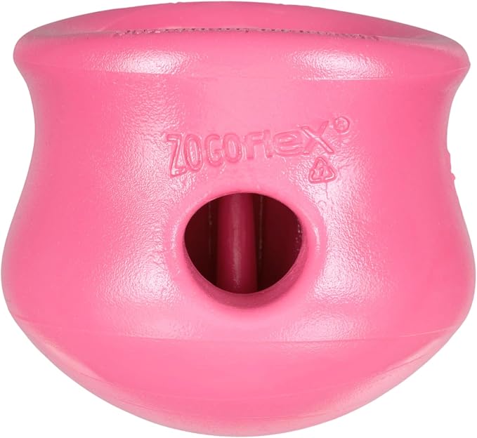 WEST PAW Zogoflex Toppl Interactive Treat Dispensing Puzzle Dog Toy for Mental Stimulation & Enrichment-Holds Kibble & Treats-Lickable, Freezable & Dishwasher Safe-Made in USA-Small-Geranium