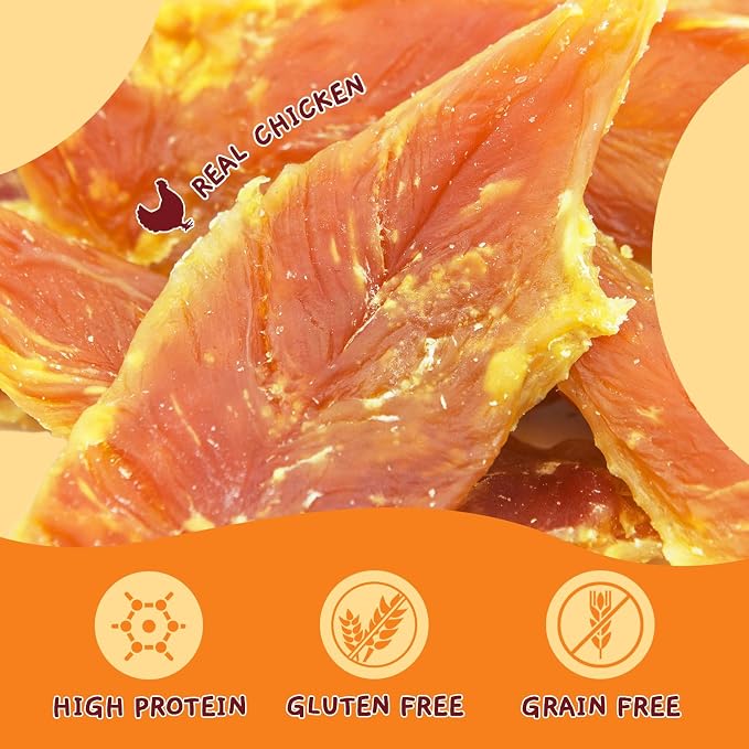 Jungle Calling Chicken Breast Jerky Dog Treats for Medium/Large Breeds | High Protein Chicken Jerky, Real Chicken Breast, Stomach-Friendly, Chewy for Teeth Cleaning, Ideal for Training, 10.6 Oz