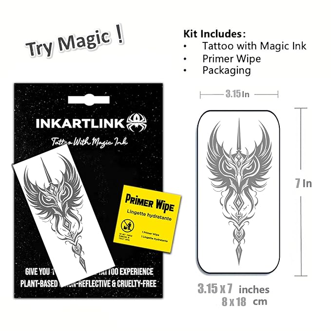 INKARTLINK Semi Permanent Tattoo, Creative Men's Arm Party Tattoo, Exquisite Realistic Design, Fun Tattoo Experience, Cruelty-free, Non-reflective, Waterproof (Tribal Owl)