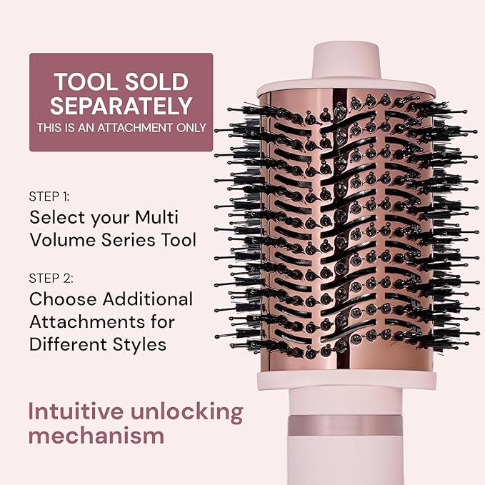 L'ANGE HAIR Multi-Volume Dryer Brush Attachment | Titanium Blow Dryer Brush Barrel for Volumizing & Styling | Tool Sold Separately | Attachment - Blush - Oval 75mm