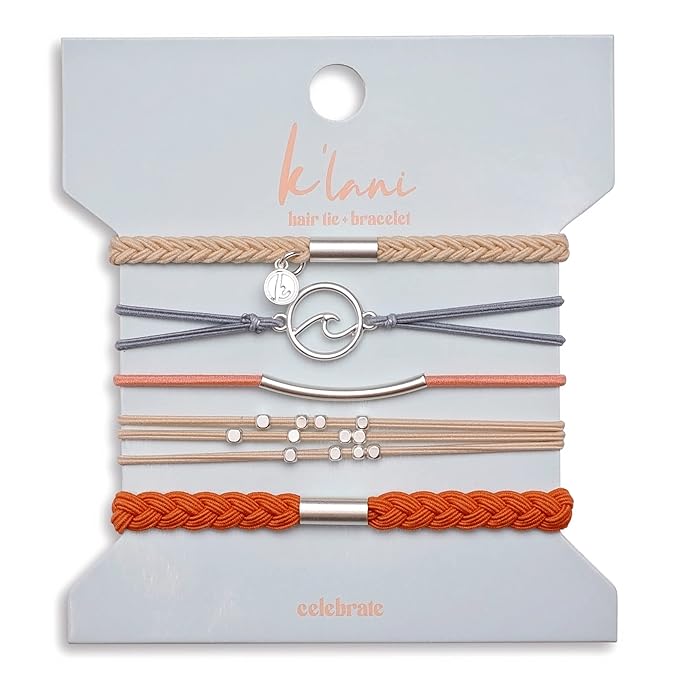 K'lani Hair Tie Bracelets for Women - Elastic Hair Bands That Double as Stylish Jewelry - Celebrate - Medium