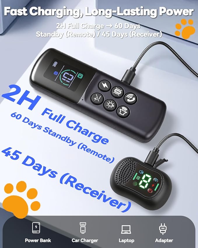 Smart Dog Training Collar with Remote – 4500FT Range Rechargeable E Collar with Voice Command, Beep, Vibration, Static & LED Light, Waterproof Shock Collar for Small Medium Large Dogs