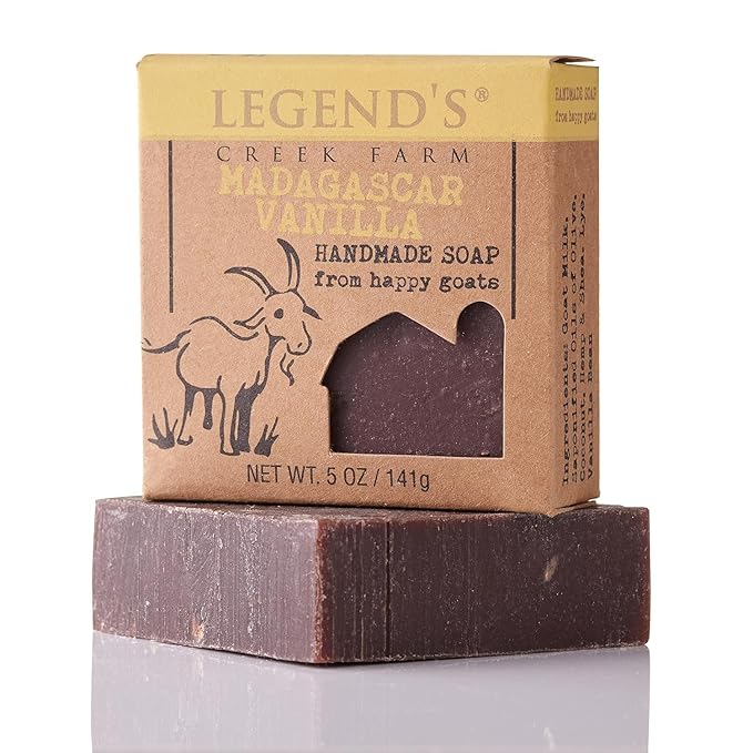 Legend's Creek Farm Goat Milk Soap - Cleansing Moisturizing Bar for Hands and Body - 5 Oz Creamy Lather, Nourishing, Gentle Natural Soap for Sensitive Skin (Madagascar Vanilla, Pack of 3)