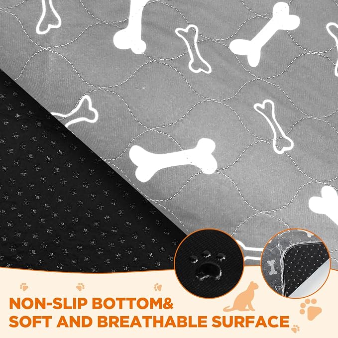 Washable Pee Pad for Dogs, 2 Pack Large Reusable Puppy Pads, 48"x48" | Super Absorbent, Waterproof & Leakproof, Non-Slip Bottom, Machine Washable, For Floors, Beds, Couches, Crates, Carpets, Cars