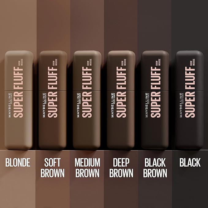 Maybelline Superfluff Volumizing Brow Mousse, All Day Tinted Brow Gel For Soft Full Brows, Medium Brown, 1 Count