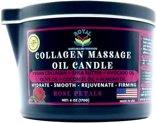 Massage Oil Candle, Body Massage Oil Candle, Candle Massage Oil, Aromatherapy Candle, Couple massge Oil Candle, 6 oz. with Pouring spout - Rose Petals Scent