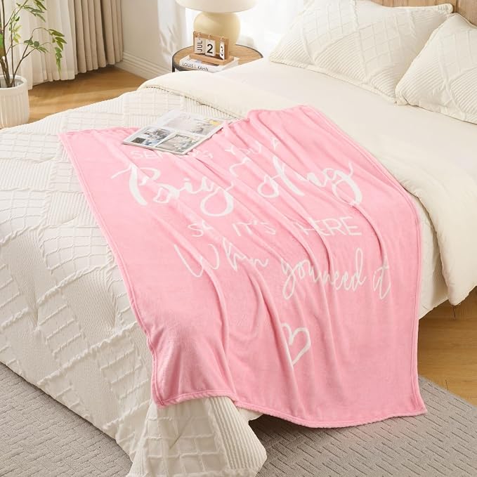 Thinking of You Gifts for Women Men – Get Well Blanket 50x60 Inch, Pink Flannel Comfort Hug Blanket, Sympathy Throw for After Surgery, Chemo, Illness, Recovery
