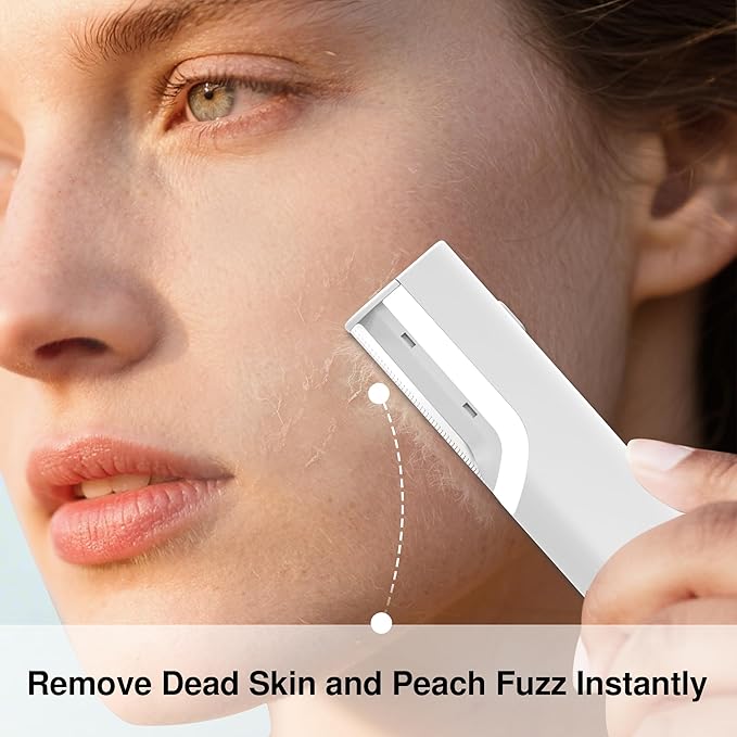 Dermaplane Razor for Women Face, Sonic Smooth Dermaplane for Women Face with 13 Refill Dermablades and LED Light, 3 Speeds, Facial Exfoliation & Peach Fuzz Removal, Rechargeable Dermaplaning Tool, M