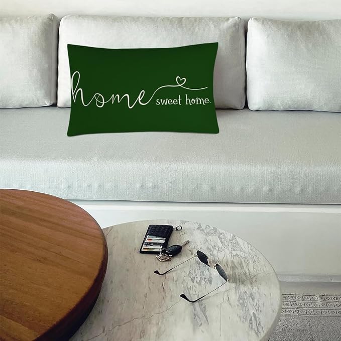 Home Sweet Home Quotes Farmhouse Pillow Covers 12x20 Inch,Lumbar Decorative Throw Pillow Case Cushion Cover,Housewarming Gift,Green