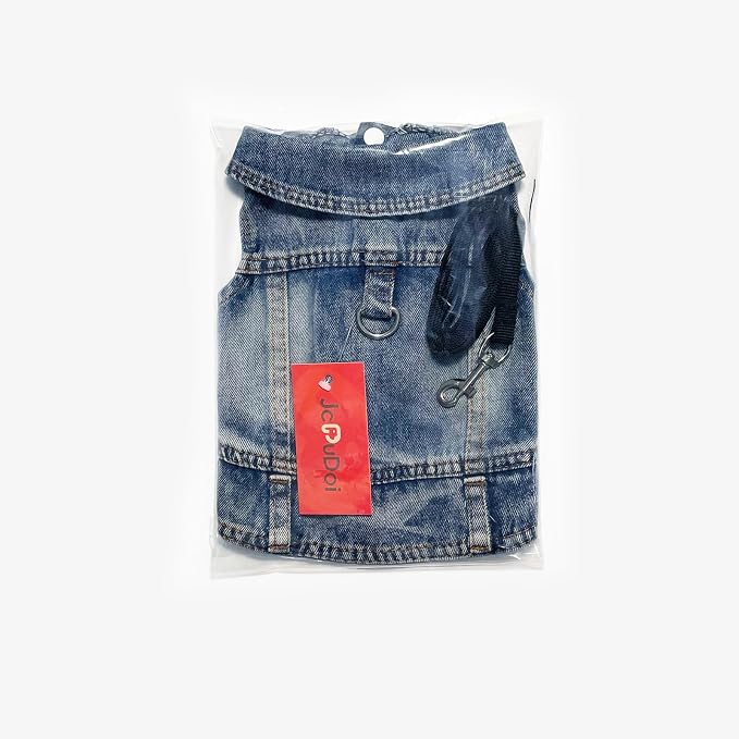Dog Jean Jacket,Pet Blue Denim Coat,Puppy Costumes,Small Dogs Clothes(XS) | JcDuDoi Fashion Classic Overalls Cat Vintage Washed Vest Outfit Shirts Girl Male Boy