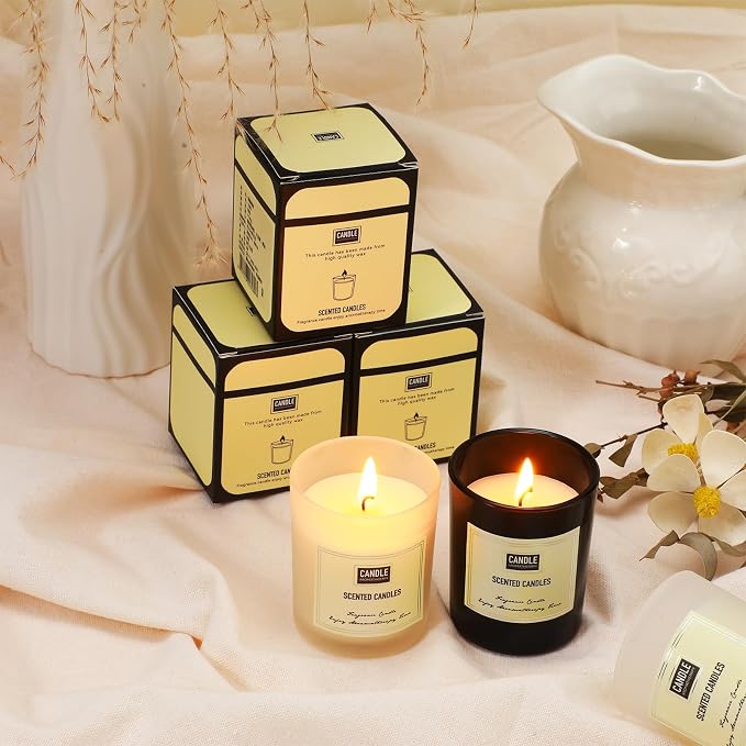 MTLEE 48 Pcs Scented Candles Bulk End of Year Teacher Thank You Gift Candles Wedding Aromatherapy Soy Wax Jar for Birthday CNA Week Appreciation Staff Coworker Guest Favor(Black, White)