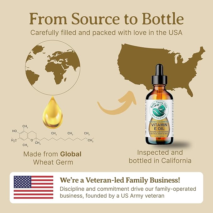 Bella Terra Oils - Organic Vitamin E Oil 16 oz - Premium D-Alpha Tocopherol Extract, Packed with Essential Nutrients & Fatty Acids, Elevate Your Skincare Ritual