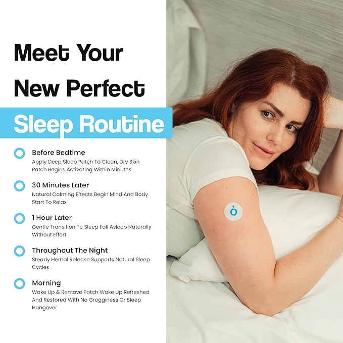 Natural Melatonin-Free Herbal Sleep Patches for Adults & Kids - No Added Hormones - 8-Hour Time-Release Formula - Ashwagandha, Magnesium, Passionflower, Valerian Root, Lemon Balm & Chamomile