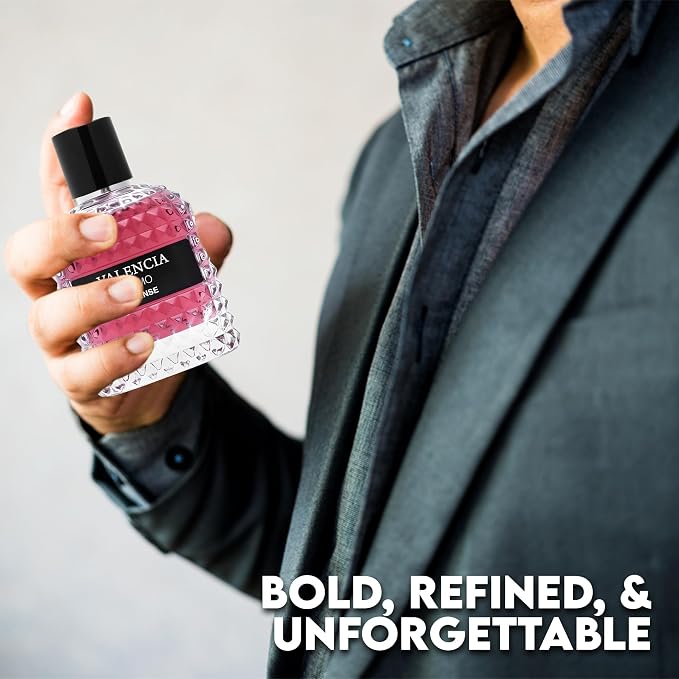 A CENTER Valencia UOMO Intense for Men Eau De Parfum - Amber Fougere Fragrance Top Notes of Vanilla Bourbon Mid Tone of Lavandin Create Spicy & Woody Aroma - Base Scent of Smoked Vetiver