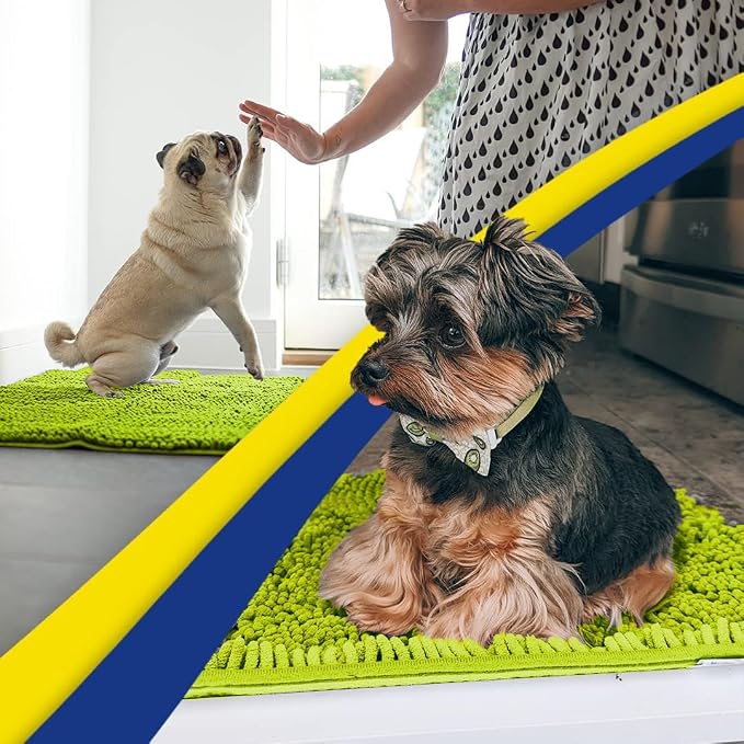 Muddy Mat® | Super Water Absorbent Door Mat Indoor, Microfiber Quick Dry Chenille Entryway Rug,Slip Resistant Front Door Mat,Indoor Mats for Entryway,Machine Washable Pet Rug, Spring Green 24" x 96"