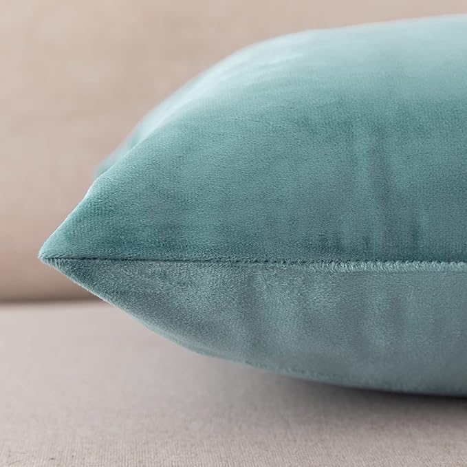 NiNi ALL LightBlue Velvet Throw Pillow Covers 24x24 Pack of 2 Decorative | Soft Solid Boho Cushion Squar Pillow Cases for Chair Sofa Bedroom Farmhouse Living room Modern Luxury Home Decor Christmas