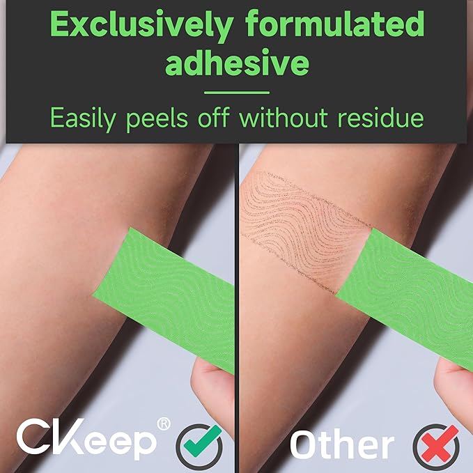 CKeep Kinesiology Tape, Uncut 2 Rolls, Original Cotton Elastic Premium Athletic Tape,Latex Free Hypoallergenic, 2inch x 16ft, Green