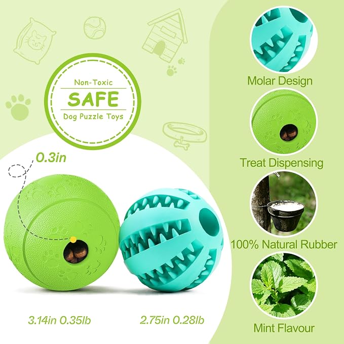 HIPPIH Dog Puzzle Toy 2 Pack, Interactive Dog Toys for Treat Dispensing