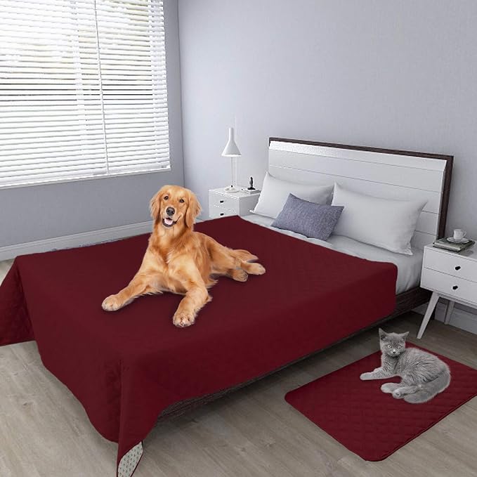 Easy-Going Waterproof Dog Bed Cover, Non-Slip Pet Blanket, 120x82in | Christmas Red, Leakproof Couch Cover, Machine Washable Furniture Mattress Protector, Soft Sofa Mat For Dogs, Pet Friendly
