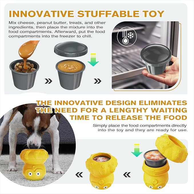 3-in-1 Treat-Dispensing Dog Puzzle Toy and Slow Feeder, Yellow