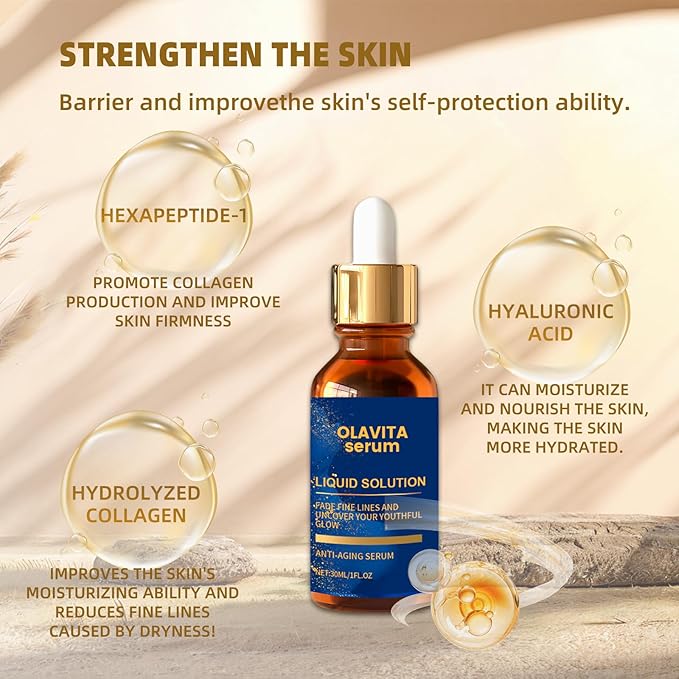 Facial Serum, Olavita Liquid Solution Anti Aging Serum, Vitamin C & E Serum, Promotes Skin Collagen Production, smoothes wrinkles and fine lines (2PCS)