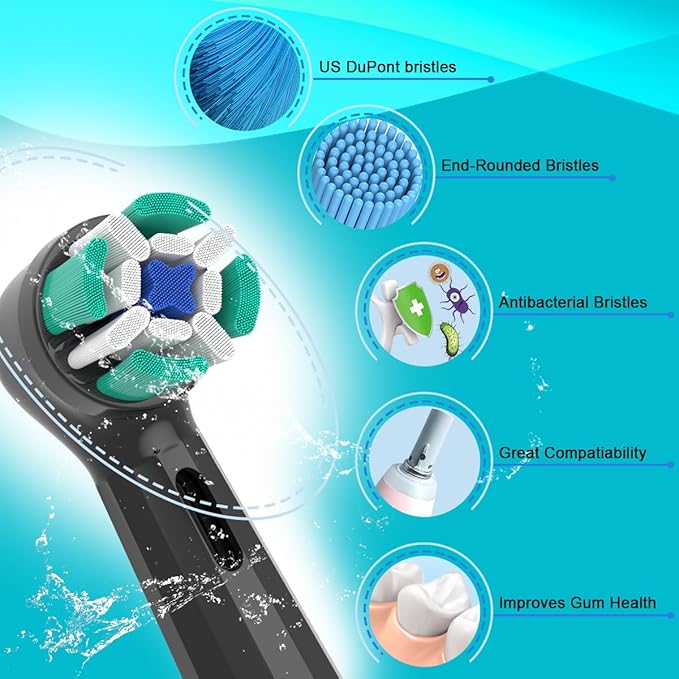Replacement Heads Compatible with Oral B iO Electric Toothbrush, Soft Toothbrush Heads Fit for Oral-B iO 2/3/4/5/6/7/8/9/10 Series with Covers, White+Black 8pcs