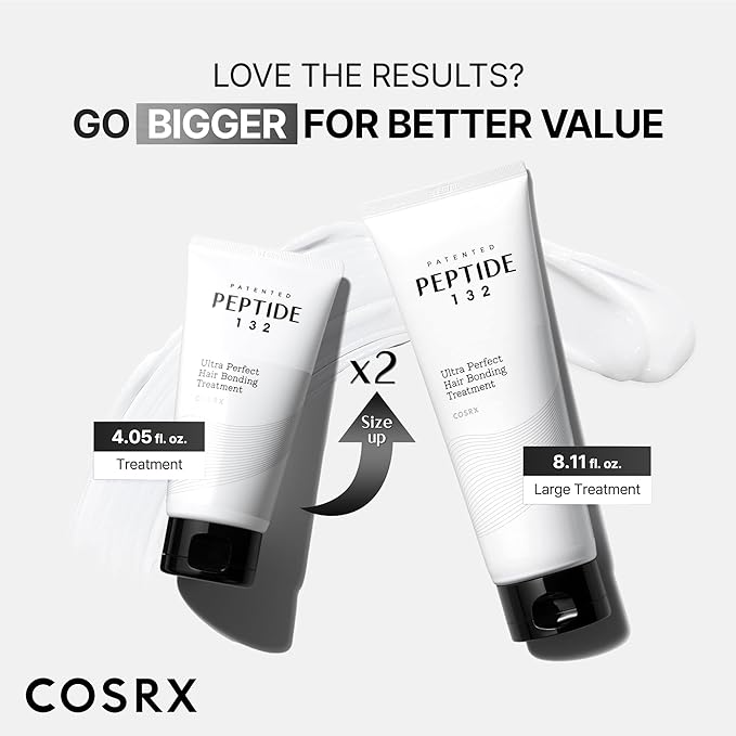 COSRX PEPTIDE 132 Hair Bonding Repair Treatment - Deep Conditioner Hair Mask for Damaged, Dry Hair, Repairs Breakage & Split Ends, For All Hair Types – 8.11 fl oz