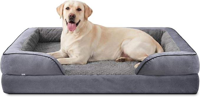 Jumbo Orthopedic Dog Bed for Extra Large Dogs, Waterproof, Egg-Crate Foam Dog Couch Bed with Washable Removable Cover, Waterproof Lining and Nonskid Bottom