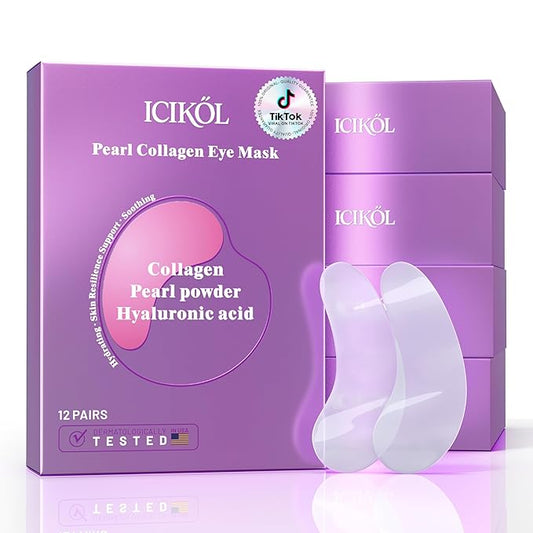 Instant Tightener Under Eye Patches with Collagen, Dark Circles Treatment Eye Patches with Women Beauty, Puffy Eyes Treatment of Under Eye Mask, Travel, 60 Pairs, White