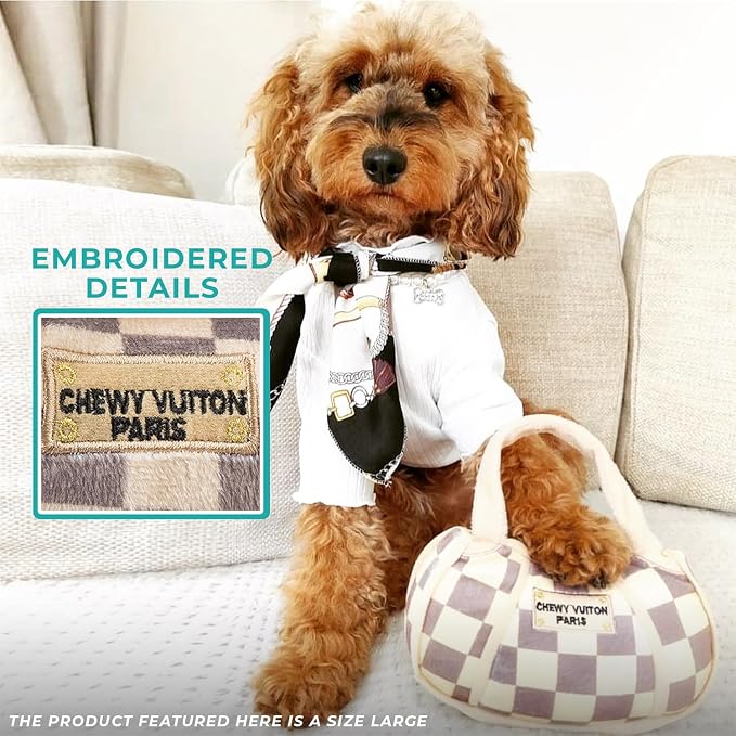 Haute Diggity Dog Chewy Vuiton Bone Ball & Handbag Designer Plush Dog Toy