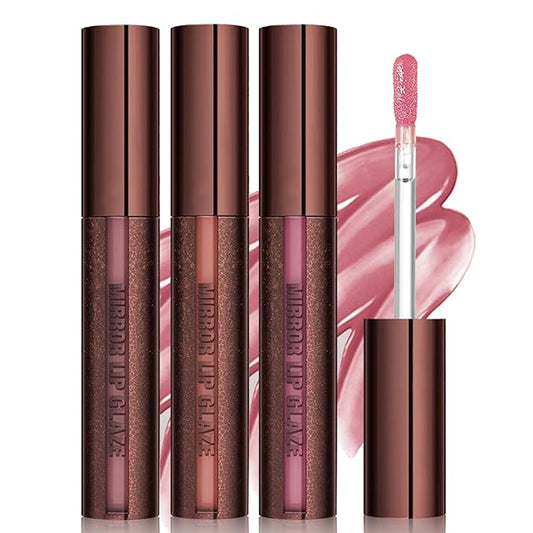 3 Colors Moisturizing Glossy Lip Gloss Lipstick Tint，Korean Long Lasting & Waterproof Lip Stain| Glossy Lip Gloss with Lovely Soft Butter Gloss | Buildable, Blendable, Moisturizing, Non-Sticky