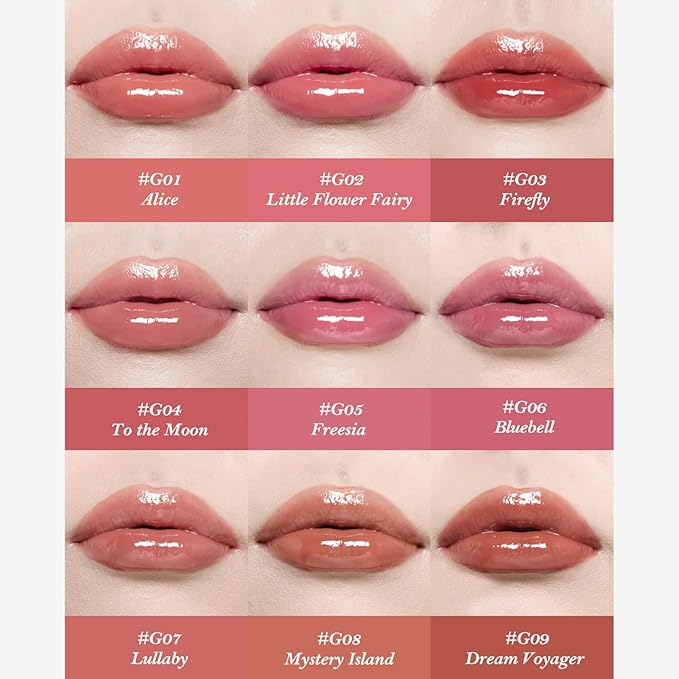 Flower Knows Midsummer Fairytales Coating Lip Lacquer,Glowy Non-Fading Lip Gloss,Hydrating Tinted Lip Oil for Girls&Women,Vegan & Cruelty Free,0.17Fl Oz(G07 Lullaby)