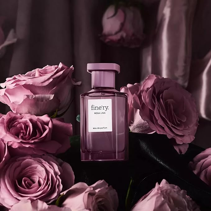 Fine'ry Lychee Rose Perfume for Women - Rosa Lina - Juicy, Sugared Floral, Romantic Skin Scent & Cashmere Musk - Full Size, Long-Lasting Hair & Body Cologne Parfum Fragrance for Girls (60mL)